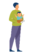 An illustration of  a human holding a child