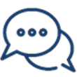 Illustration of two speech bubbles intersecting, suggesting a discussion is taking place