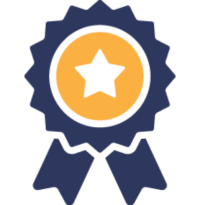 icon of a prize ribbon with a star in the middle