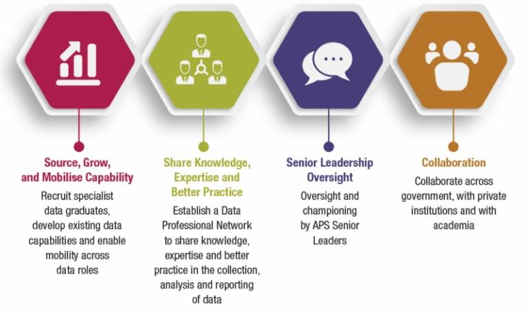 The four elements of the approach behind the Data Professional Stream.