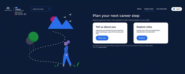 A screenshot of the APS Career Pathfinder homepage