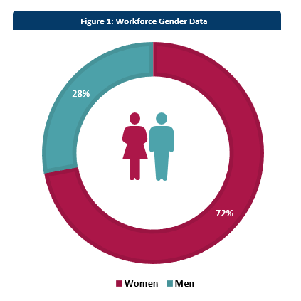 Gender Representation at the Commission, As at 31 March 2025, the gender representation at the Commission was 72% women and 28% men