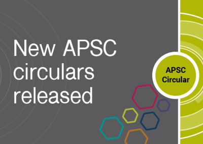 The words New APSC circulars released, on grey background