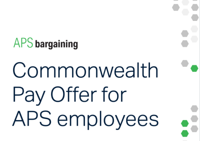 Text that says Commonwealth Pay Offer for APS Employees on a white background