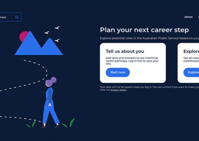 A screenshot of the APS Career Pathfinder homepage