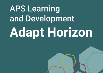 White text on a green background with the title APS Learning and Development Adapt Horizon. 