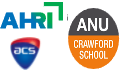 Three logos including one for Australian National University's Crawford School, one for the Australian Human Resources Institute and one for the Australian Computer Society