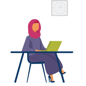 Woman wearing hijab working on computer