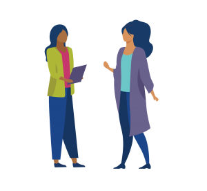 Hiring manager talking to employee
