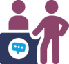 icon of two people with a conversation bubble