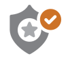 icon of a shield with a star and a tick symbol