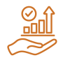 Icon of a hand with a bar graph above the hand