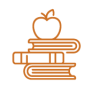 Icon of a pile of books with an apple on top