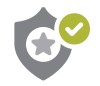 Shield icon with a star and a green tick