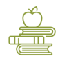 icon of books with an apple on top